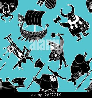 Motif Silhouettes Viking Illustration de Vecteur