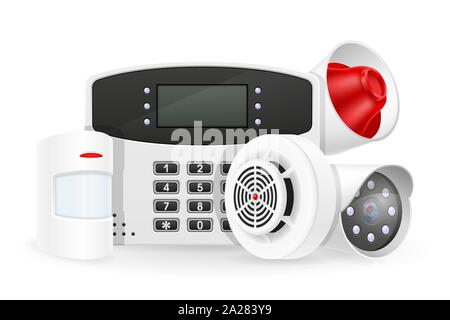 Système de sécurité à la maison set icons vector illustration vector illustration isolé sur fond blanc Illustration de Vecteur