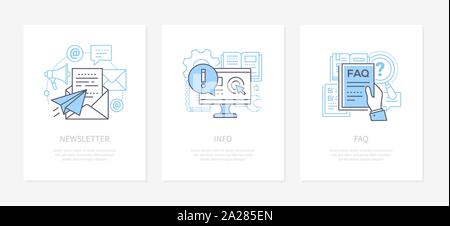 Service client - ligne style design icons set Illustration de Vecteur