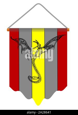 Bannière antique avec dragon isolé sur fond blanc Illustration de Vecteur