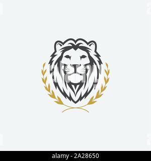 Lion logo de luxe, élégant modèle icône lion logo design illustration, tête de lion avec logo en couronne, lion symbole élégant Illustration de Vecteur