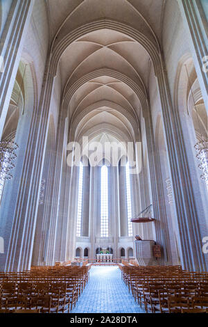 L'intérieur de l'église de Grundtvig Luthern à Copenhague, Danemark. Banque D'Images