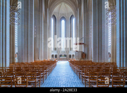 L'intérieur de l'église de Grundtvig Luthern à Copenhague, Danemark. Banque D'Images