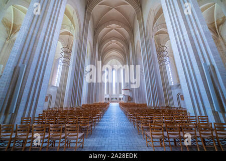 L'intérieur de l'église de Grundtvig Luthern à Copenhague, Danemark. Banque D'Images