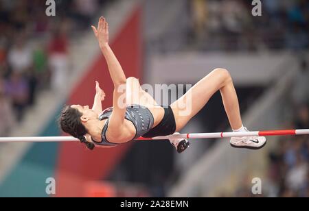 Doha, Qatar. Sep 30, 2019. Lasitskene Mariya gagnant (RUS/Ana/1e place), la finale des femmes saut en hauteur, sur les Championnats du Monde 2019 30.09.2019 à Doha/Qatar, à partir de la 27.09. - 10.10.2019. | Conditions dans le monde entier : dpa Crédit photo alliance/Alamy Live News Banque D'Images