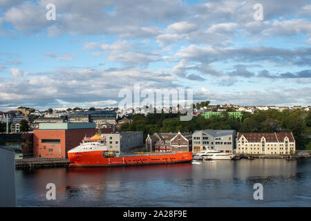 Normand, partisan d'une plate-forme pétrolière en navire d'approvisionnement Stavanger Harbour Banque D'Images