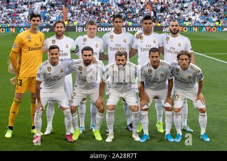 Madrid, Espagne. 06Th Oct, 2019. L'équipe du Real Madrid, groupduring le match Real Madrid CF v Brujas , Club de Ligue des Champions, saison 2019/2020, Date 2. Stade Santiago Bernabeu. Barcelone, Espagne, 01 OCT 2019. Credit : PRESSINPHOTO/Alamy Live News Banque D'Images