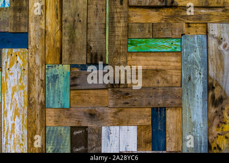 Vintage motif bois en différentes couleurs, fond mur en bois Banque D'Images