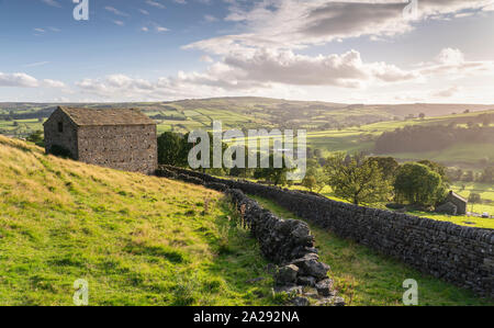 Une grange traditionnelle en pierre Dales dans la Nidderdale campsites Canet-en-Roussillon, le pur Yorkshire Dales National Park, Royaume-Uni Banque D'Images