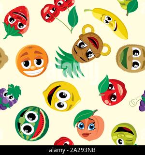 Motif Fruits dessin animé Illustration de Vecteur