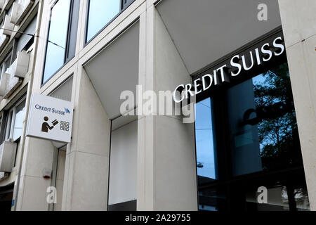 Une vue rapprochée du Credit Suisse à Bâle, Allemagne Banque D'Images