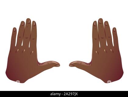 Les mains noires de culture châssis geste. Cadrage carré plat mains recadrage. African American mains prendre mire tournage comme appareil photo. Vector Color concept isolé sur fond blanc. Illustration de Vecteur