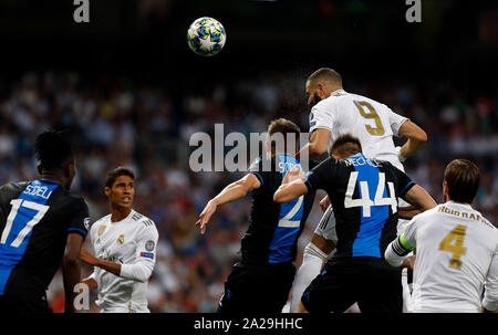 Real Madrid CF's Karim Benzema en action au cours de l'UEFA Champions League entre le Real Madrid et le Club de Bruges à Santiago Bernabeu Stadium.(score final : le Real Madrid 2-2 Bruges) Banque D'Images