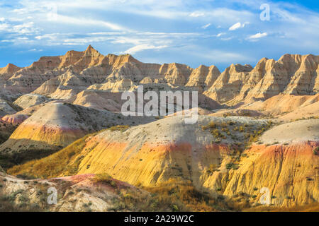 Dans les badlands de monticules jaune Badlands National Park, près de mur, le Dakota du Sud Banque D'Images