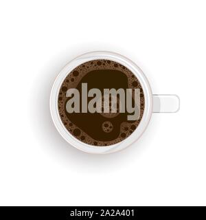 Tasse de café flatlay illustration vectorielle. Café noir, amerciano ou espresso Illustration de Vecteur
