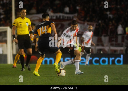 Buenos Aires, Argentine. 06Th Oct, 2019. Joueurs en jeu pendant un match entre River Plate vs Boca Juniors valide pour la Copa Libertadores 2019 demi-finale de America, qui s'est tenue au stade Monumental le 1 octobre à Buenos Aires, Argentine. Crédit : Gabriel Sotelo/FotoArena/Alamy Live News Banque D'Images