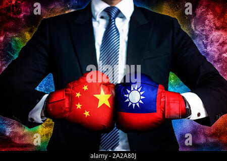 Les conflits politiques et commerciaux Concept entre Taïwan et la Chine Banque D'Images