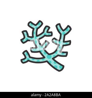 Les coraux, les algues de mer vecteur télévision couleur ligne icône. Illustration de Vecteur