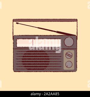 70 télévision radio noir esquisse l'icône Illustration de Vecteur