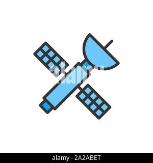 La station spatiale, vecteur de la télévision sur l'icône de la ligne de couleur. Illustration de Vecteur