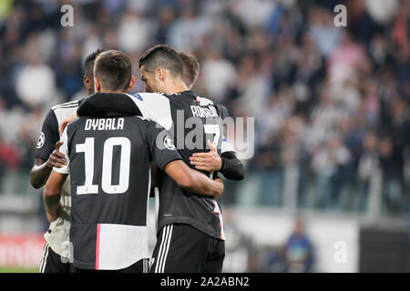 La Juventus le bonheur au cours de la phase de tournoi - Juventus Vs Leverkusen , Turin, Italie, 01 octobre 2019, les hommes de la Ligue des Champions de football Soccer Championship Banque D'Images