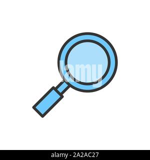 Vector loupe, loupe, loupe, recherchez l'icône de la ligne de couleur à plat. Illustration de Vecteur