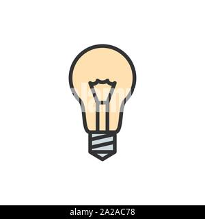 Ampoule de lampe, vecteur, idée, une solution télévision couleur ligne icône. Illustration de Vecteur