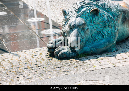 Gdansk, Pologne - 12 juin 2019 : quatre trimestres Fontaine Banque D'Images