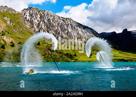 France, Tignes, flyboard Banque D'Images