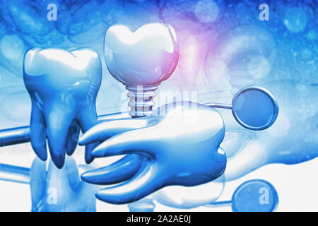 Les implants dentaires concept arrière-plan. 3d illustration Banque D'Images