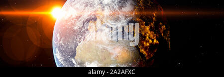 Vue panoramique du monde avec un soleil radieux Banque D'Images