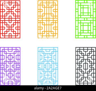 Châssis de fenêtre en chinois Rectangle pour porte, vector art Illustration de Vecteur