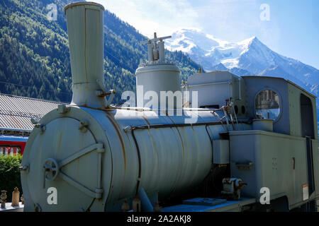 Ancienne gare du Montenvers, moteur, Chamonix-Mont-Blanc, Haute-Savoie, France Banque D'Images