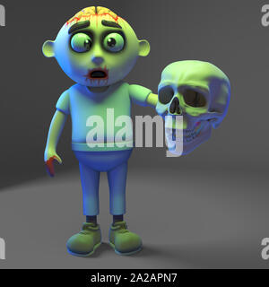 Son pas souvent quelque chose de zombie fait peur mais ce crâne ne monster, illustration 3D render Banque D'Images