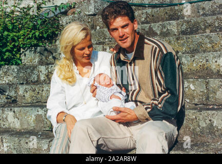 JESPER PARNEVIK golfeur professionnel suédois avec femme Mia et première fille Peg Banque D'Images