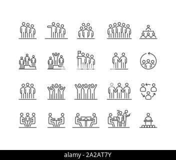Groupe de personnes 20 icons set simple ligne télévision illustration. Illustration de Vecteur