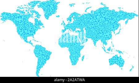 Low Poly carte du monde dans les tons bleus Illustration de Vecteur