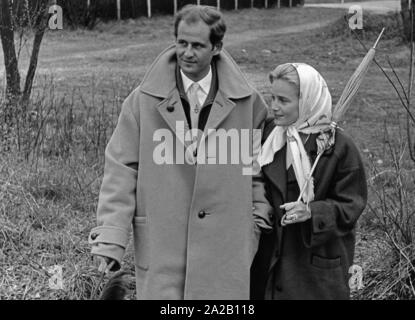 Maria Schell, actrice, Austrian-Swiss avec son mari Horst Haechler. Banque D'Images