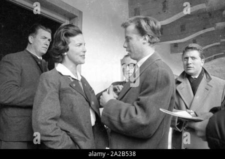 Excursion de la haute noblesse autour de Léopold III, Roi des Belges, à Hinterriss dans le Tyrol. La photo montre Mary Lilian Baels (Princesse de Rethy), l'épouse du roi belge. Banque D'Images