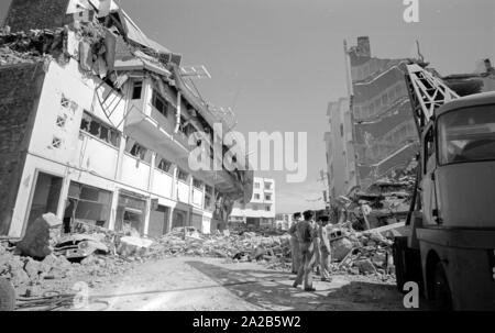 Détruit une rue. Dans le rapport "Séisme à Agadir". L'Agadir 1960 séisme a détruit presque toute la ville et est considérée comme la plus grave catastrophe naturelle de l'histoire du Maroc. Banque D'Images