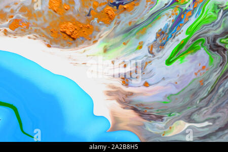 Super résumé fond liquide avec des traînées de peinture à l'huile et aquarelle Banque D'Images