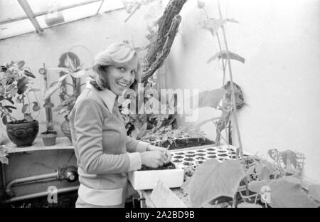 Accueil Histoire avec la famille Beckenbauer. Photo : Brigitte Beckenbauer en serre. Banque D'Images