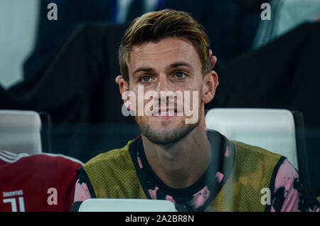 Turin, Italie. 06Th Oct, 2019. Daniele Rugani lors de la Ligue des Champions, match de football entre la Juventus et le Bayer Leverkusen. La Juventus a gagné 3-0 sur le Bayer Leverkusen. Au stade de la Juventus de Turin. 1er octobre 2019 l'Italie. (Photo par Alberto Gandolfo/Pacific Press) Credit : Pacific Press Agency/Alamy Live News Banque D'Images