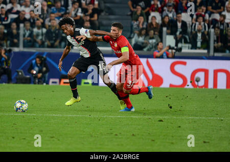 Turin, Italie. 06Th Oct, 2019. Au cours de la Ligue des Champions, match de football entre la Juventus et le Bayer Leverkusen. La Juventus a gagné 3-0 sur le Bayer Leverkusen. Au stade de la Juventus de Turin. 1er octobre 2019 l'Italie. (Photo par Alberto Gandolfo/Pacific Press) Credit : Pacific Press Agency/Alamy Live News Banque D'Images