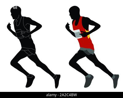 Runner en couleur sportswear et silhouette avec schémas détaillés - vector Illustration de Vecteur