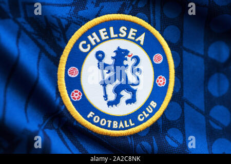 Close up du Chelsea FC 2019-2020 Jersey x Nike. Banque D'Images