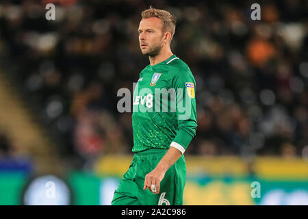 1er octobre 2019, KC Stadium, Kingston Upon Hull, Angleterre ; Sky Bet Championship, Hull City v Sheffield Mercredi : match de droit Jordan Rhodes (6) de Sheffield Mercredi Crédit : David Greaves/News Images Banque D'Images