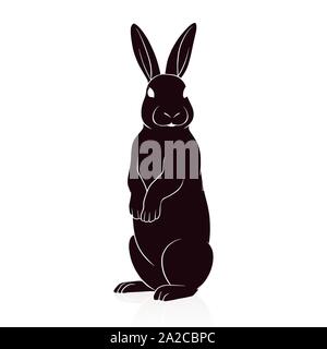 Vector illustration silhouette de lapin isolé sur fond blanc Illustration de Vecteur