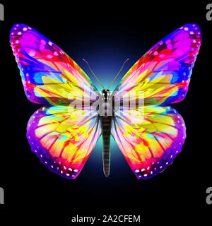 Butterfly Fantasy comme une belle décoration ornement abstrait lumineux design insectes représentant les ailes de papillons magiques avec 3D illustration. Banque D'Images