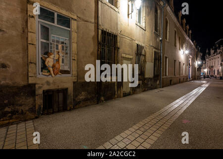 Rue Des Bon Enfants La nuit, Dijon, France. Banque D'Images